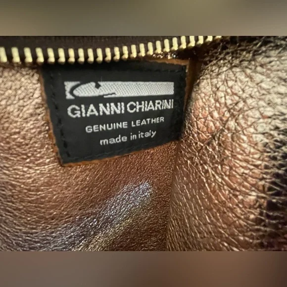 Gianni Chiarini Brown Gold Leather, with Tassels Soft And Supple Purse In EUC - Picture 4 of 15